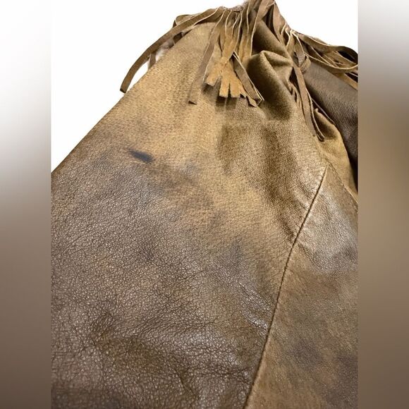 π€ Vintage Winlit Brown Genuine Leather Western Fringe Jacket | Size M π€ - Picture 12 of 13